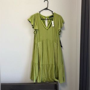 NY&Co LACE-ACCENT FLUTTER-DRESS